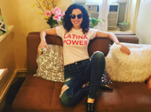 Satisfied and spring ready! Hamilton's Mandy Gonzalez vibes out on a two-show day.(Photo: Instagram.com/mandy.gonzalez)