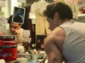 The bicep, the tub of protein powder and the photo of Elphaba on the mirror? Must be in Fiyero's dressing room at the Gershwin Theatre! Wicked's Michael Campayno hangs in his dressing room digs.(Photo: Instagram.com/michaelcampayno)