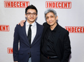 Indecent's scenic designer Riccardo Hernandez and son Lucas take a photo.