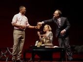 Corey Hawkins as Paul, Allison Janney as Ouisa and John Benjamin Hickey as Flan in Six Degrees of Separation. 