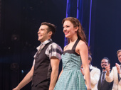 They've got that swing! Bandstand's Corey Cott and Laura Osnes take in the opening night crowd.