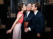Mwah! Laura Osnes and Aaron Tveit celebrate William Ivey Long’s Lifetime Achievement Award with a smooch. The legendary costume designer dressed them for Cinderella and Grease: Live, respectively.