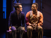 Brendon Urie as Charlie and J. Harrison Ghee as Lola in Kinky Boots. 