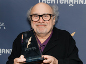 Danny DeVito poses with his award for Outstanding Featured Actor in a Play for his performance in The Price.