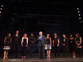 The prince is in the building! Harold Prince and the company take their curtain call on opening night.