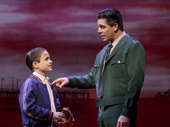 Will Coombs as Young Calogero and Richard H. Blake as Lorenzo in A Bronx Tale. 