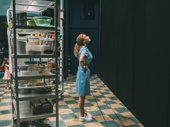Betsy Wolfe takes it all in before the curtain rises.