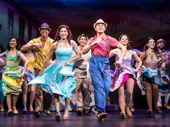Christie Prades as Gloria Estefan, Adriel Flete and the company of the national tour of On Your Feet.