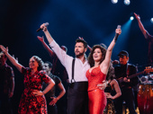 Bravo! Mauricio Martinez, Christie Prades and the national tour company of On Your Feet! take their opening night curtain call.