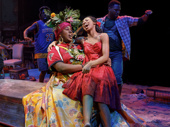 Alex Newell as Asaka and Hailey Kilgore as Ti Moune in Once On This Island. 
