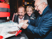 Barry Weissler, Charlotte d'Amboise and Walter Bobbie cut the first celebratory slice.