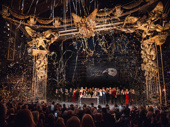 Streamers rain down as the original Broadway cast of Phantom of the Operasings "Masquerade."