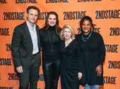 Carole Rothman takes a photo with Second Stage Board members Tony Goldwyn, Brooke Shields and Lynn Nottage.