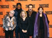 Pulitzer Prize-winning playwright Paula Vogel, Tony-winning director Kenny Leon, The Band's Visit's Tony Shalhoub and his wife, actress Brooke Adams, snap a photo with Carole Rothaman.
