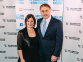 The evening's honoree Gary Levine snaps a photo with Williamstown Theatre Festival Artistic Director Mandy Greenfield.