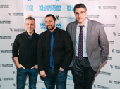 The Band's Visit's director David Cromer, scribe Itamar Moses and producer Orin Wolf take a photo.