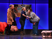 Mark Blum as Jacob, Jamie Brewer as Amy and Vanessa Aspillaga as Kathy in Amy and the Orphans. 