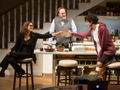 Jessica Hecht as Sherri Rosen-Mason, Andrew Garman as Bill Mason and Ben Edelman as Charlie Luther Mason in Admissions. 
