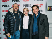 Danny Burstein, Annaleigh Ashford and Joe Tapper cheer the cast on opening night.