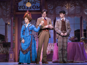 Bernadette Peters as Dolly Levi, Gavin Creel as Cornelius Hackl and Charlie Stemp as Barnaby Tucker in Hello, Dolly!. 