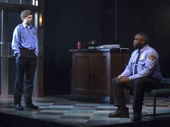 Michael Cera as Jeff and Brian Tyree Henry as William in Lobby Hero. 