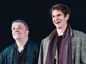 Angels in America stars Nathan Lane and Andrew Garfield take in the applause on opening night.