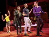 Robin De Jesús as Emory, Michael Benjamin Washington as Bernard, Andrew Rannells as Larry and Jim Parsons as Michael in The Boys in the Band. 