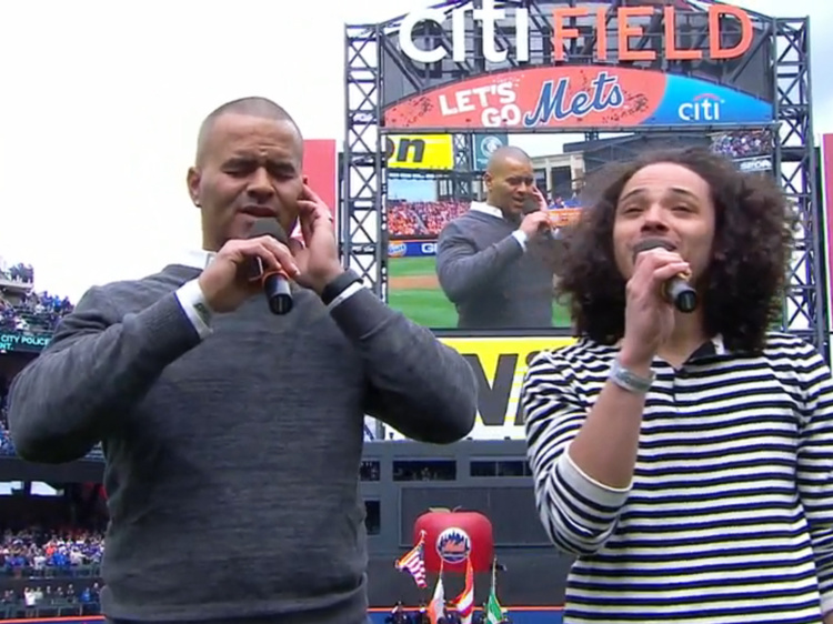 Hamilton's Chris Jackson & Anthony Ramos Singing the National Anthem ...