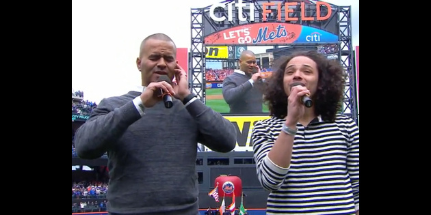 Hamilton's Chris Jackson & Anthony Ramos Singing the National Anthem ...