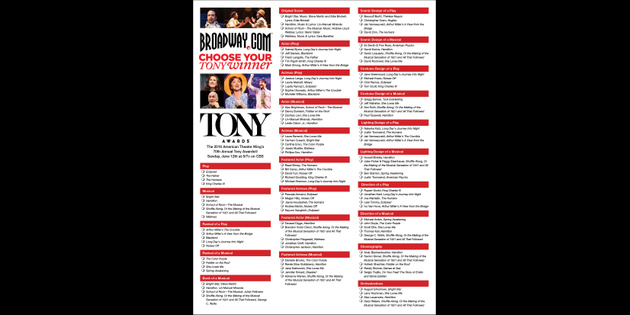 Keep Score at Home with Our Printable Tony Awards Ballot | Broadway ...