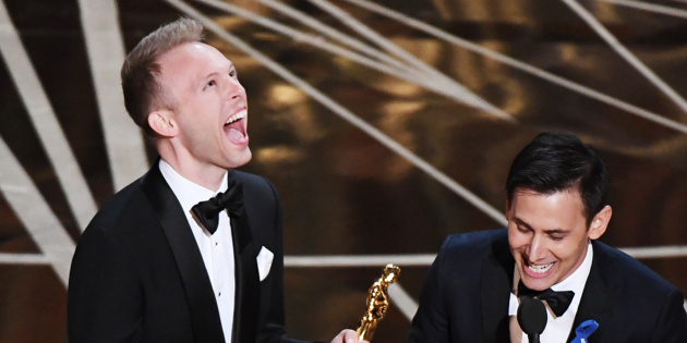 And the Winner Is...Broadway! Pasek & Paul, Emma Stone, Viola Davis ...